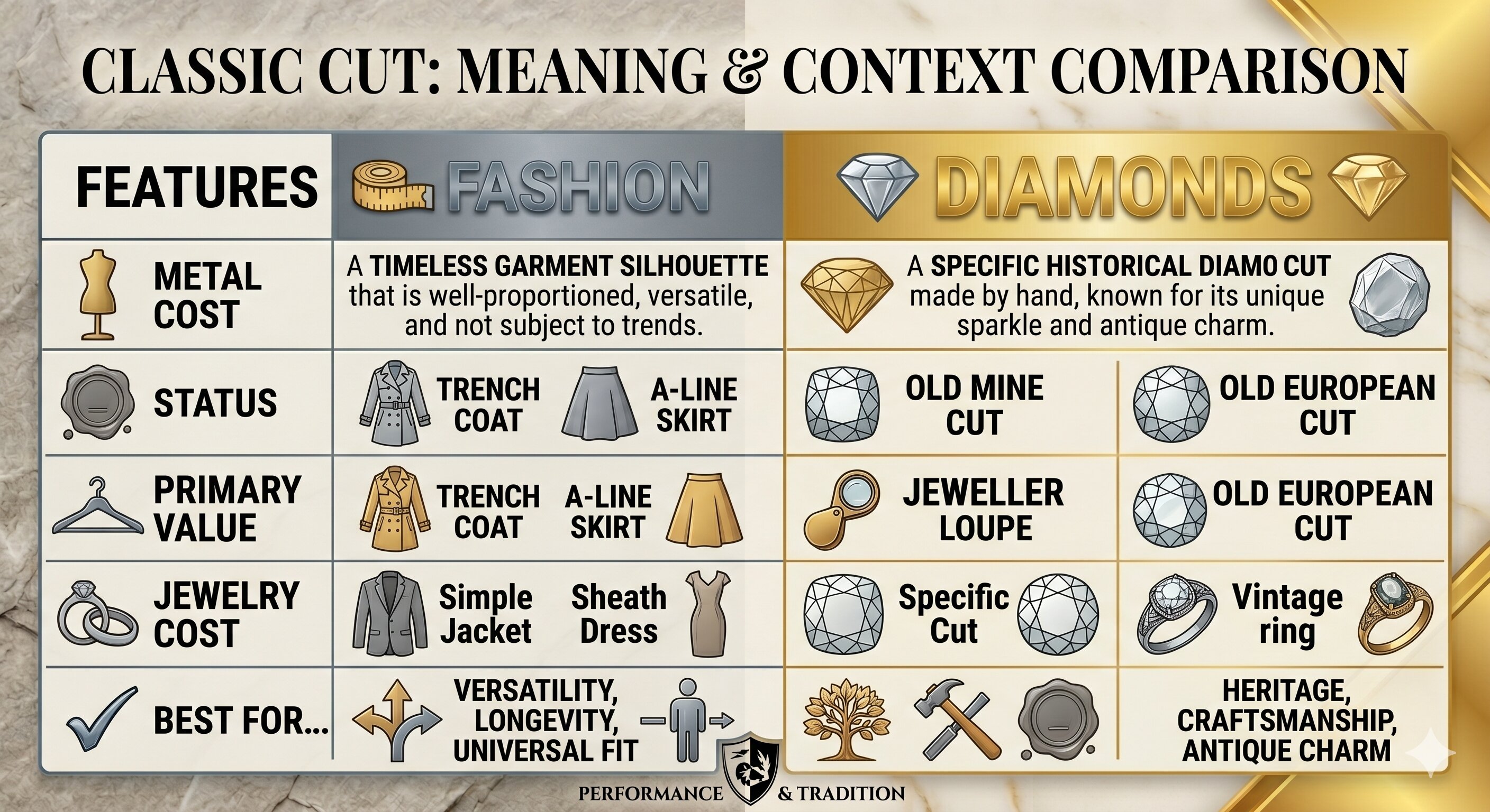 classic cut fashion V diamonds